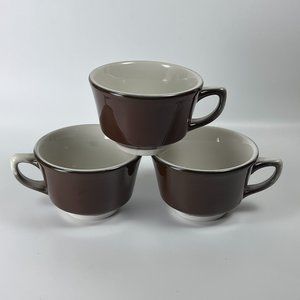 Vtg Jackson Custom China Coffee Mugs Cups Brown Restaurant Ware Union Made Lot 3